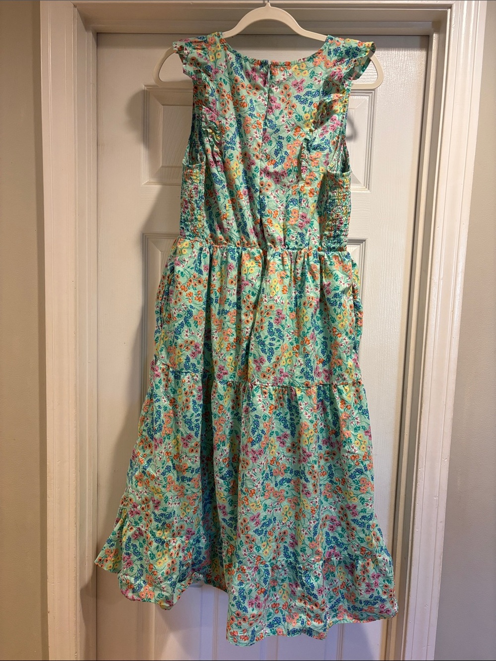 J. Crew Aqua Floral Ruffle Midi Dress - Picture 4 of 4